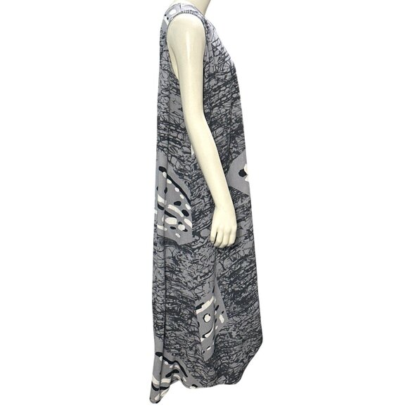 CCC Sleeveless A Line Gray Abstract Art Print Maxi Dress With Keyhole Back Small - Picture 4 of 6